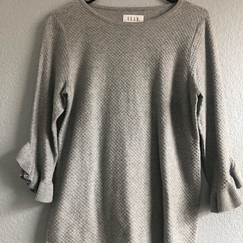 Elle, Grey Ribbed Knit Sweater